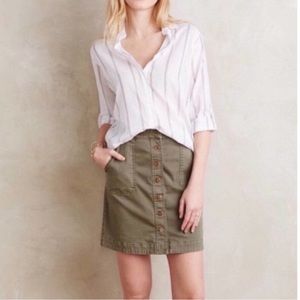 Anthropologie Pilcro Olive Army Green Chino Skirt size 0